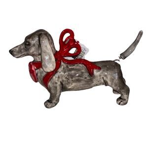 Blue Sky Clayworks Dachshund Doxie Red Ribbon Bow Heart Spring Tail Valentine